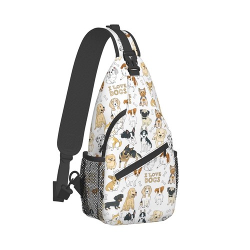 Cute Doodle Dogs Pug Sling Backpack Crossbody Shoulder Bag For Women Men Slin... - Picture 2 of 7