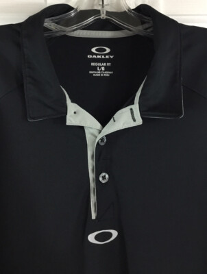 Oakley Polo Shirt Men's Large Black Hydrolix Regular Fit Short