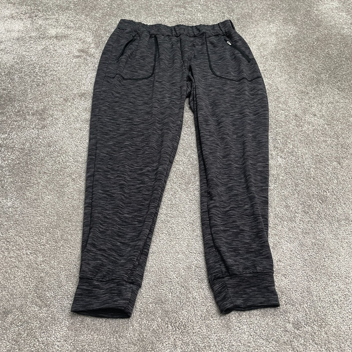 Adrienne Vittadini Sport Sweatpants Womens 2X Dark Gray Tapered Zip Pocket  32x28