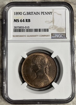 1890 Great Britain Penny NGC MS 64 RB | eBay