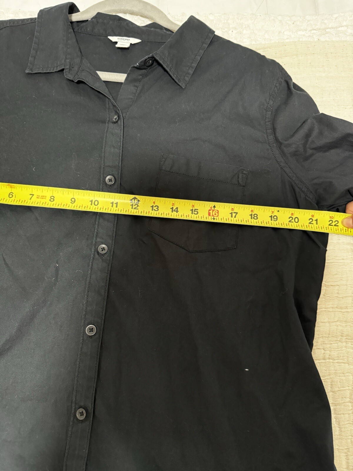 Sonoma Button Up Shirt Black Solid Collared Long … - image 8