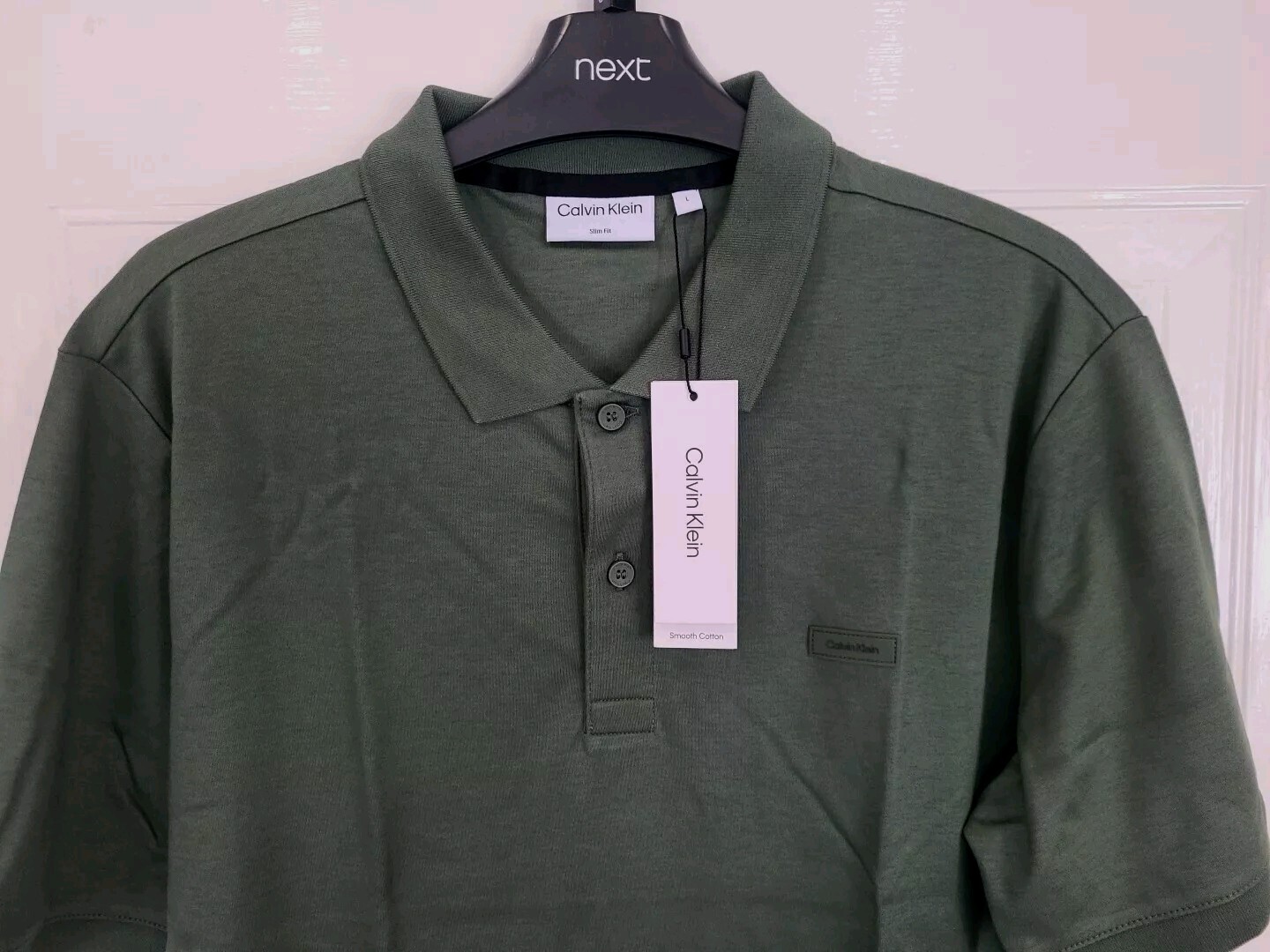 Calvin Klein Mens Golf Polo Shirt Lightweight Top Khaki Slim Fit Large RRP £65 image 6
