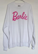 Barbie White  Pink Crewneck Sweatshirt NEW Size XL Lightweight Fall/Spring