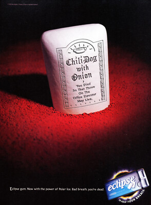 ECLIPSE GUM AD #02 MAGAZINE promo AD 2000 WITH THE POWER OF POLAR ICE ~ BLUE