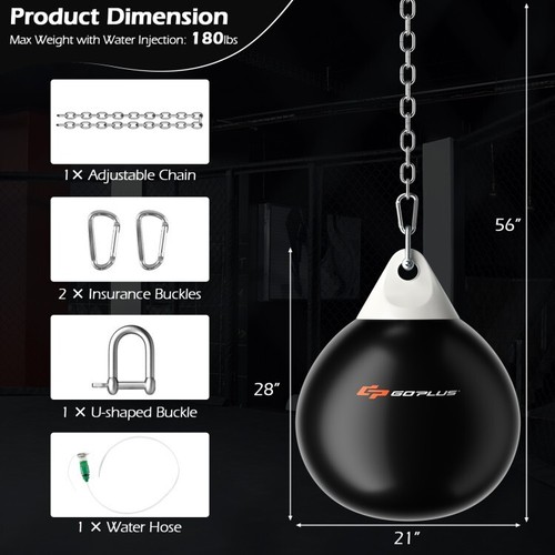 21" Water Punching Bag W/ Adjustable Metal Chain Training Boxing Stand Bag Gym - Picture 5 of 14