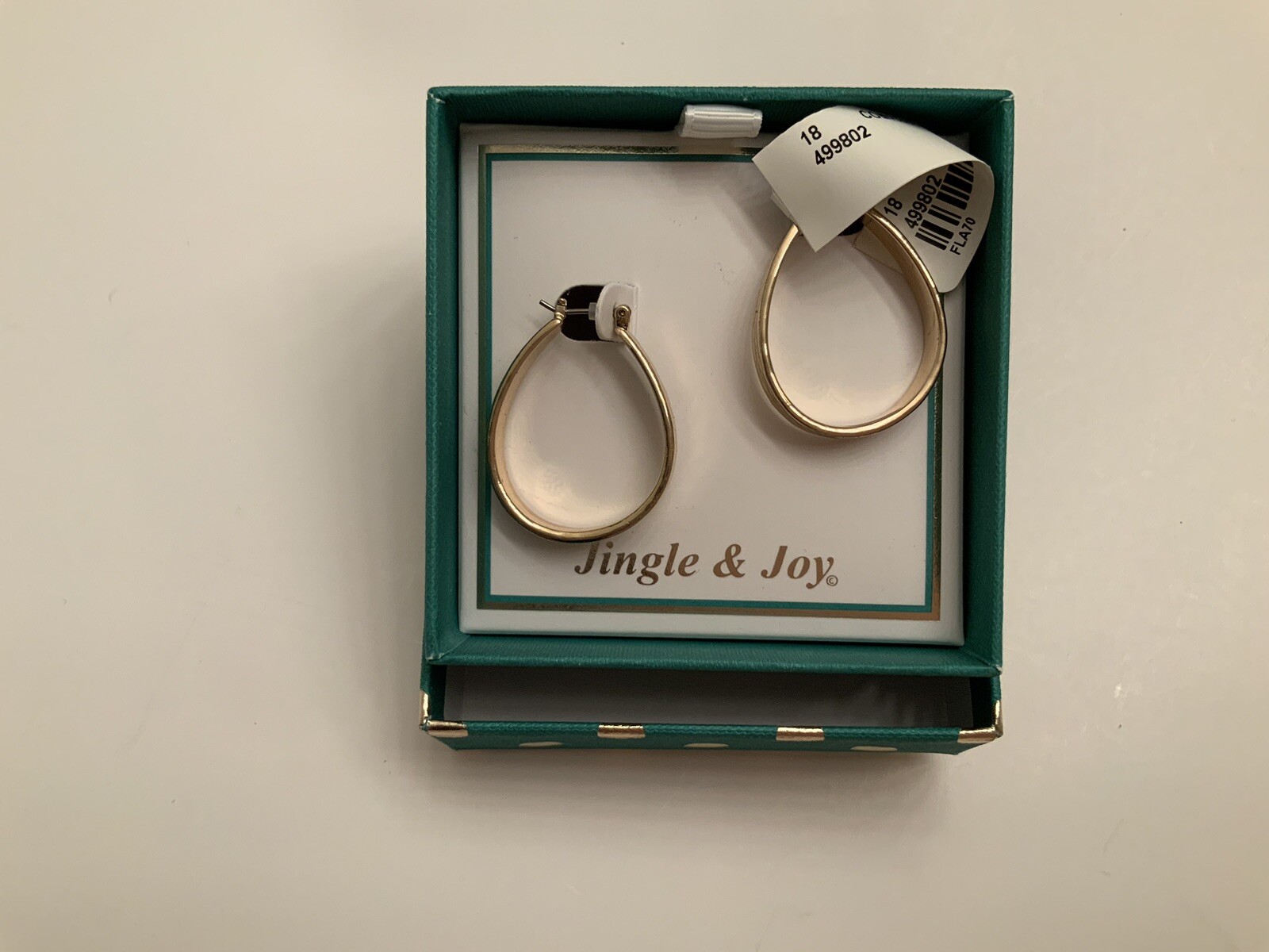 Jingle & Joy Gold Tone  Hoop Earrings New In Christmas Theme Box