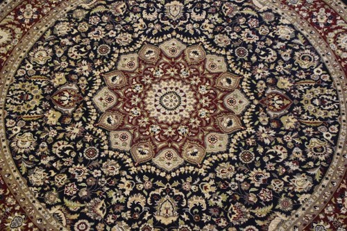 Rugstc 8x8 Senneh Pak Persian Black Rug, Hand-Knotted,Floral with Silk/Wool - Picture 4 of 5