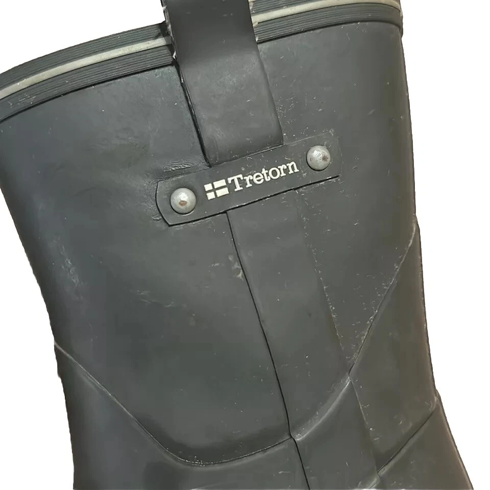 TRETORN Womens Rain Boots ELSA Gray Green Rubber Waterproof Mid Calf Snow Lined - Image 2 of 4