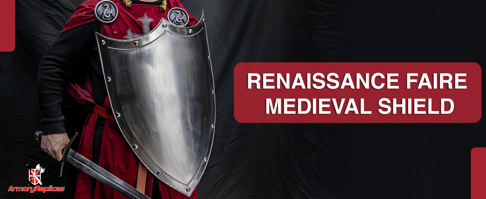 Medieval 20G Steel Shield Polished Finish Renaissance Faire LARP Armor Prop