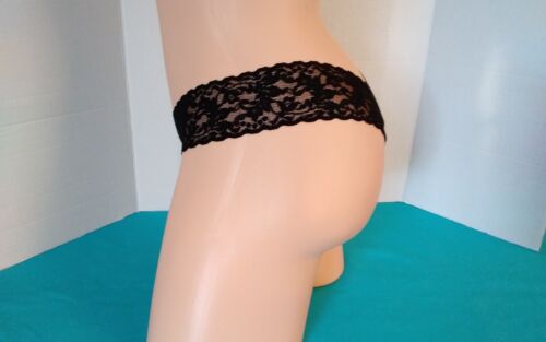 Panties New HANKY PANKY Black White Lacey Cheeky Thong One Size - Picture 2 of 9
