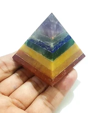 7 Chakra Bonded Big Natural Crystal Chakra Pyramid 2 Inches