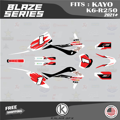 Graphics Kit for KAYO K6-R 250 Dirt Bike (2021+) Blaze Series - Red