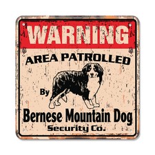 BERNESE MOUNTAIN DOG Vintage Security Plastic Sign Area Patrolled pet lover gift