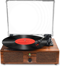 Vinyl Record Player Wireless Turntable with Built-In Speakers and USB Belt-Dr...