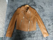 Luxury Reiss Designer Leather Aviator Biker Flying Jacket Size 6 Rrp £750 