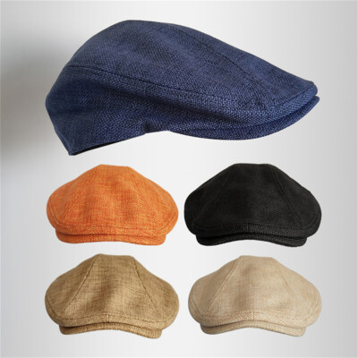Spring Men Cotton Linen Gatsby Cap LY Hat Driving Flat Cabbie Newsboy