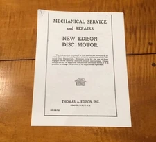 New Edison Diamond Disc Motor Phonograph Manual Mechanical Service Repair Guide