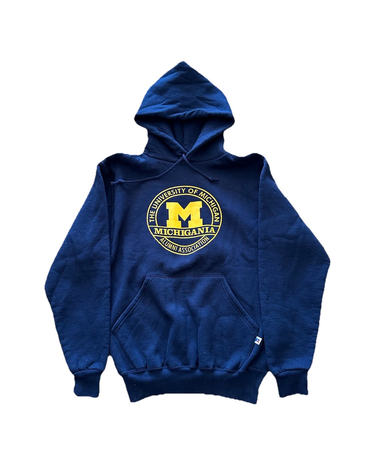 Vintage 90s Russell Athletic Pullover Hoodie Sweatshirt Mens Small Michigan Blue