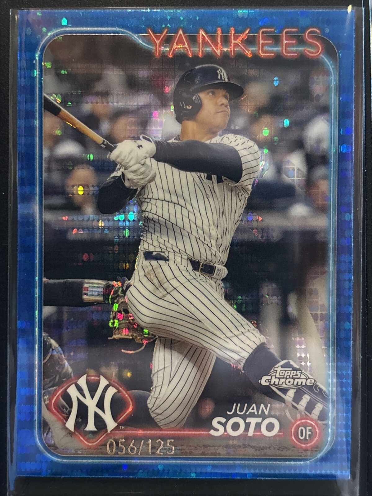 2024 Topps Chrome Juan Soto Blue Pulsar Refractor /125 Yankees #150
