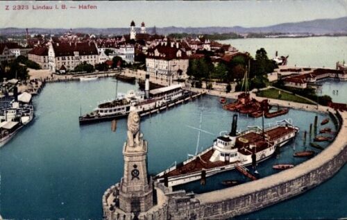 Ak Lindau nad Jeziorem Bodeńskim Szwabia, port, widok z góry - 477846 - Zdjęcie 1 z 2