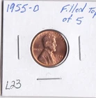 1955-D Lincoln Cent L23 Filled Top of 5