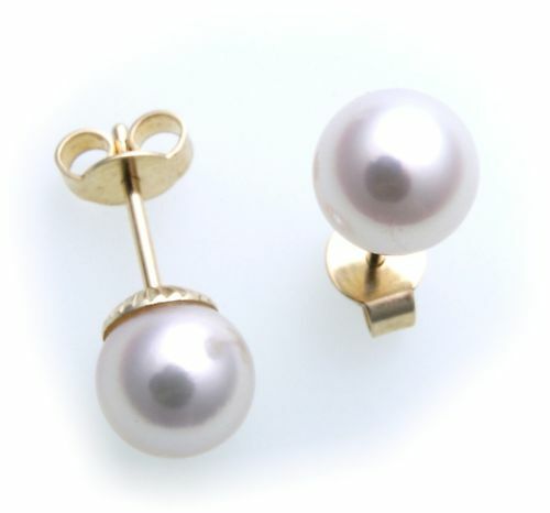 Damen Ohrringe echt Süßwasserzuchtperlen 7 mm Gold 585 Perlen Gelbgold Z2663 SWP - Picture 1 of 2