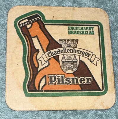 Vintage ENGELHARDT CHARLOTTENBURGER PILSENER 3.5 INCH SQUARE BEER COASTER