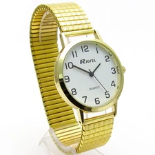 Ravel Men's Super-Clear Quartz Watch with Expanding Bracelet Gold 25 R0201.02.1