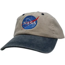NASA Insignia Embroidered 2-Tone Pigment Dyed Cotton Cap - 5 Colors FREE SHIP