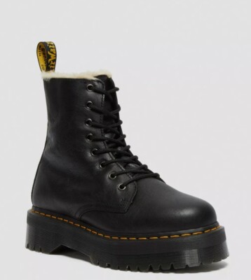 Dr. Martens Jadon Boot Leather Faux Fur Lined Platforms - Women s 7