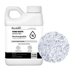 5 LB White Indicating Silica Gel 3-5 mm Beads Desiccants 2.3 kg Reusable