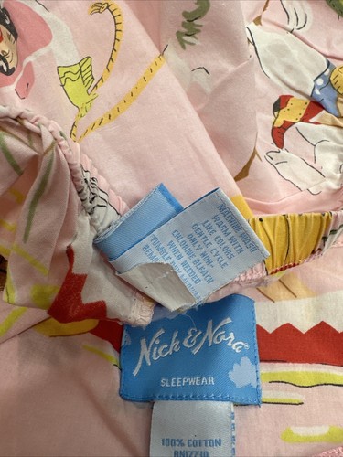 Nick & Nora Retro Cowgirl Western Print Pajama Shirt Top Capris Set Pink Medium - Picture 8 of 8