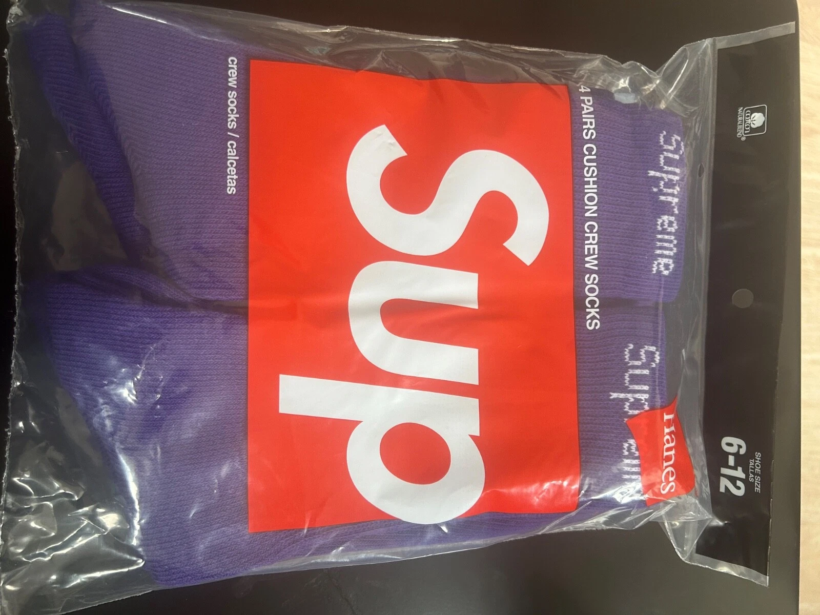 Chaussettes Supreme Hanes Crew   Lot de 4   Violet   100% authentiques