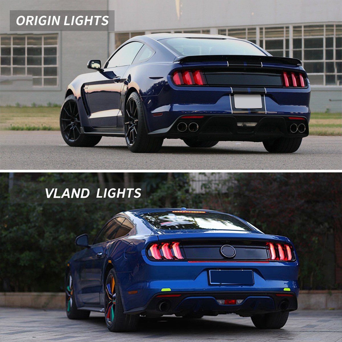 VLAND FULL SMOKED LED Tail Lights For Ford Mustang (S550) 2015 
