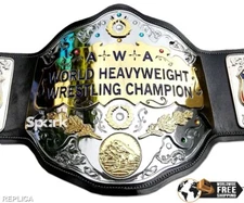 AWA World Heavyweight Championship Title Leather Belt 4mm Zinc Adul Size Replica