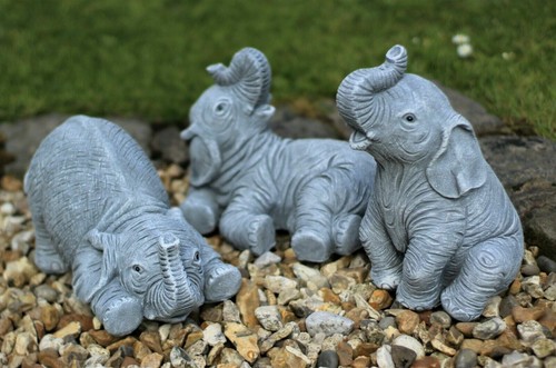 GARDEN ORNAMENTS LAUGHING ELEPHANTS DECORATIVE OUTDOOR INDOOR LARGE GIFT - Picture 2 of 7