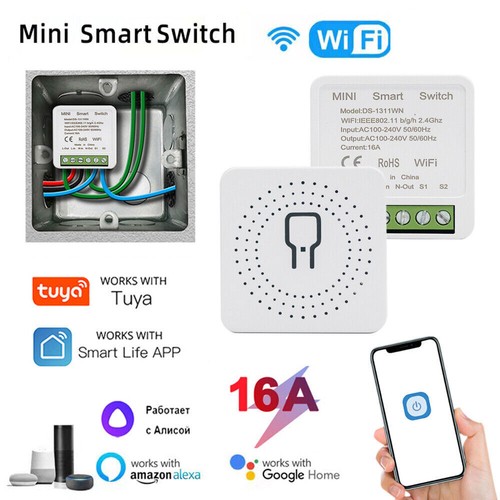 Tuya Smartlife WiFi Smart Schalter Modul Relais Lichtschalter App Alexa Google - Afbeelding 1 van 17