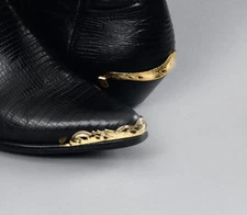 New! Western Cowboy Boot Tips Rand & Heel Guards - Brass/Gold - Pair / Full Set