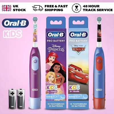 Oral-B Kids Electric Toothbrush Pro Battery Powered with Disney Cars or Princess