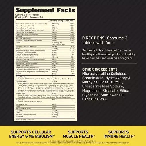 OPTIMUM NUTRITION OPTI-MEN® Multivitamínico para Hombres Activos Salud Muscular 90 Comprimidos Foto 4 de 4