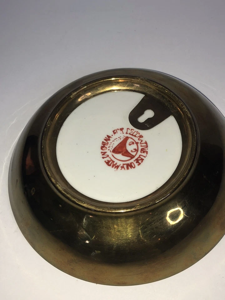 Arte de pared decorativo cerámica patrón floral cuenco latón parte posterior 6" diámetro Foto 4 de 4