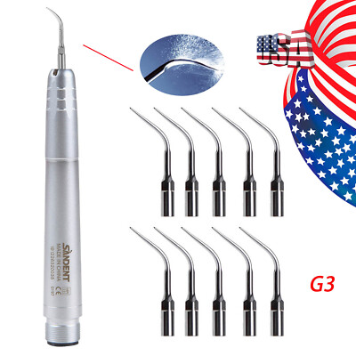 Dental Ultrasonic Air Perio Scaler Handpiece Scaling 2-H / 10*Tips fit EMS ZLJ