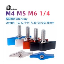 1/4 M4 M5 M6 Clamping Thumb Screw Tee Wing Knob Head Hand Grip Bolts Aluminum