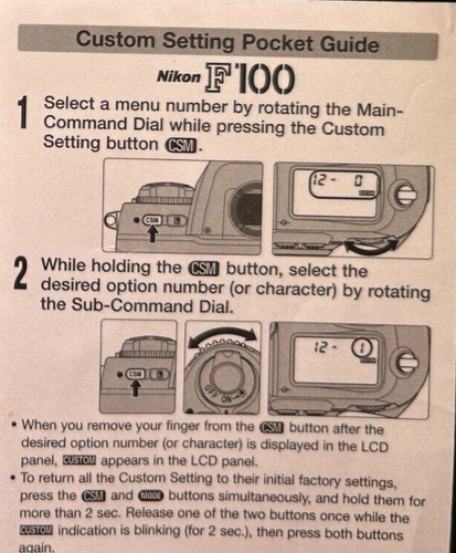 NIKON F100 ORIGINAL INSTRUCTION MANUAL WITH POCKET GUIDE - Picture 3 of 3