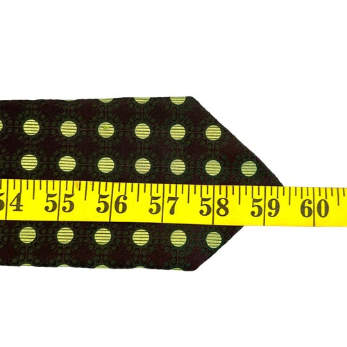 Kuhlman Men’s Designer Brown Green Circles Silk Tie Made In Italy - Picture 8 of 8