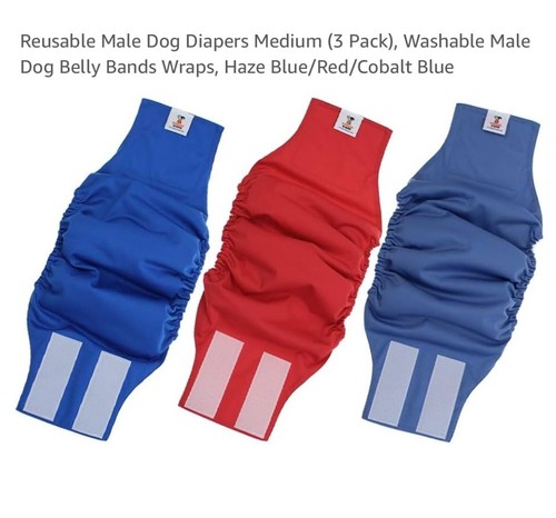 Teamoy Reusable Wrap Diapers for Male Dogs Washable Puppy Belly Band