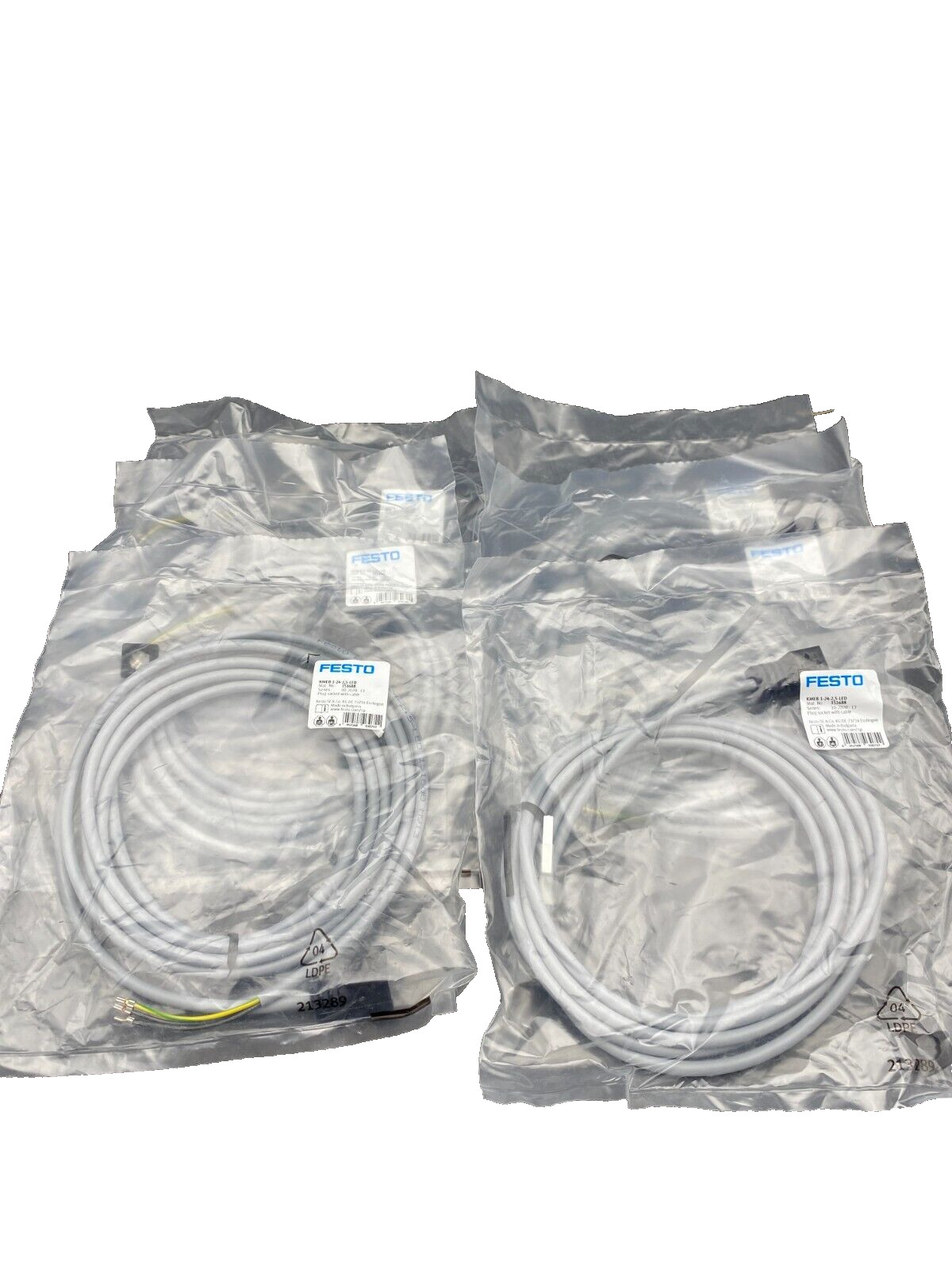 FESTO 151688 KMEB-1-24-2.5-LED PLUG SOCKET WITH CABLE x6pc