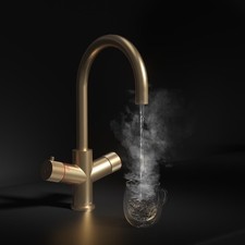 Koba Brushed Brass 3-in-1 Swan Spout Boiling Tap – With Hot Water Tank  + Filter