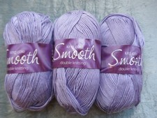 3 x 100g Balls King Cole Smooth DK Microfibre Yarn Soft Sheen Pale Purple Mauve