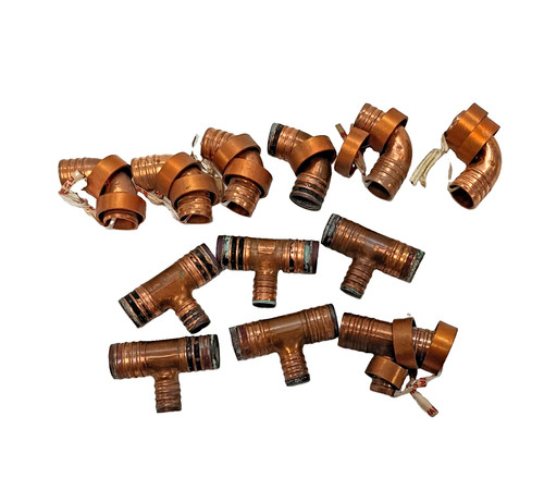 ASSORTED 1/2" PIPE SIZE COPPER FITTINGS, LOT OF 12, CRIMP